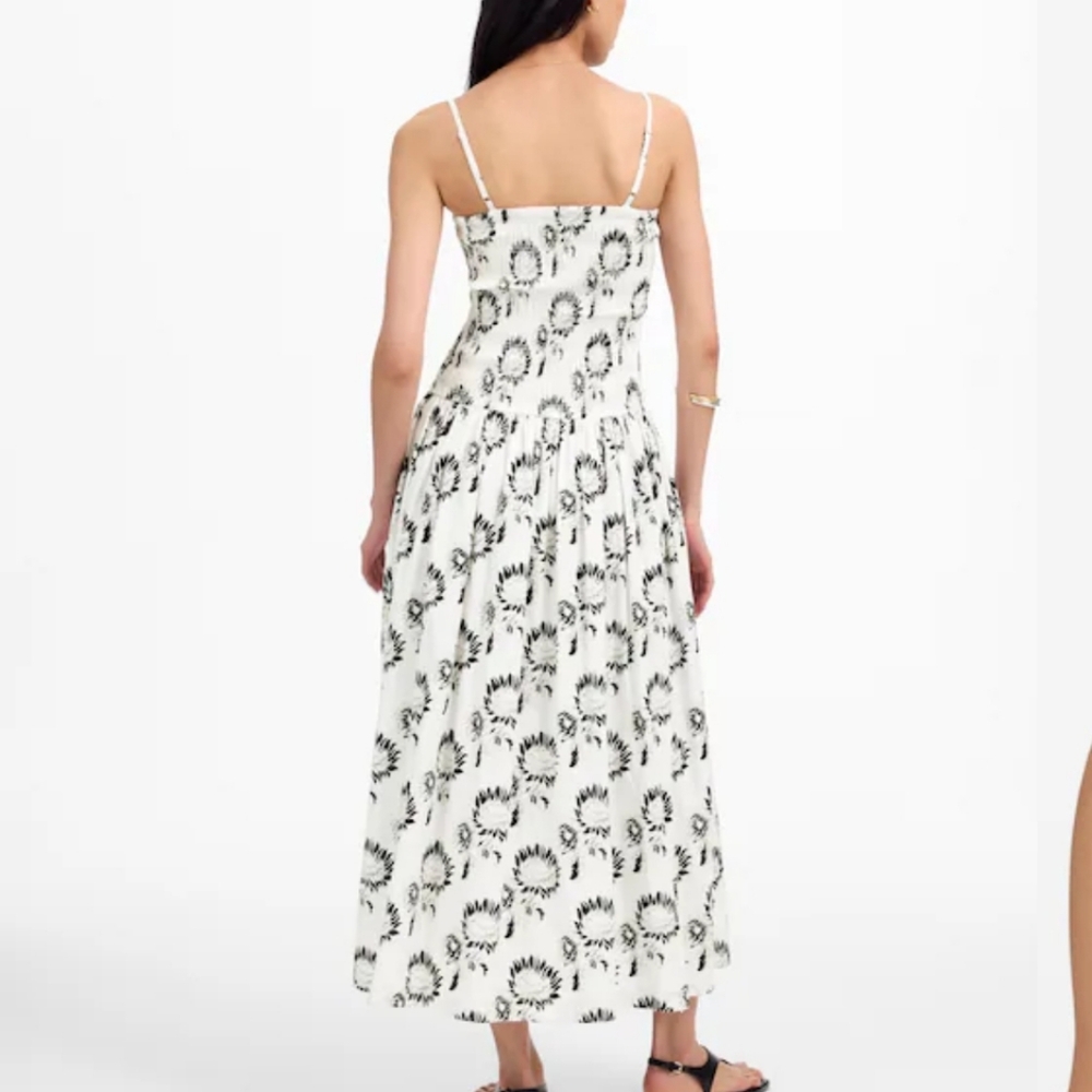 Madewell Smocked Maxi Dress NV462 Size M Graphic Sunflowers NWT - Picture 3 of 10